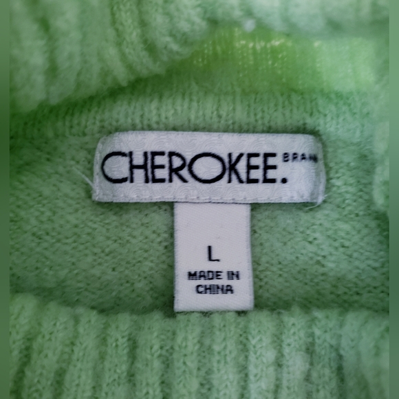 Cherokee Key Lime Green Wool Blend Long Sleeve Turtle Neck Sweater - Picture 4 of 8